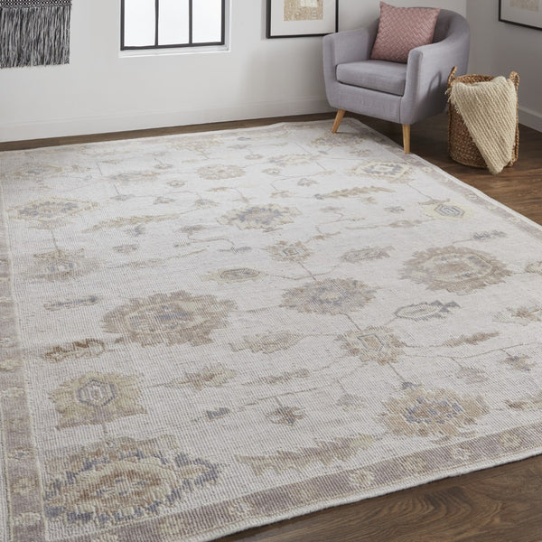 HomeRoots 4' Hand-Knotted Orange and Ivory Floral Area Rug - Unique Artisan Craftsmanship for Stylish Spaces 9' X 12' 514973