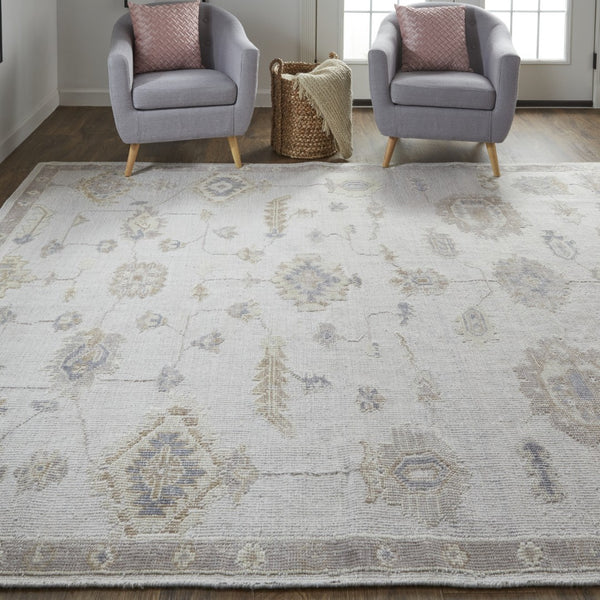 HomeRoots 4' Hand-Knotted Orange and Ivory Floral Area Rug - Unique Artisan Craftsmanship for Stylish Spaces 9' X 12' 514973
