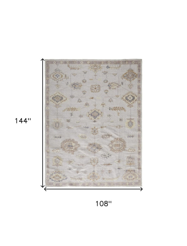 HomeRoots 4' Hand-Knotted Orange and Ivory Floral Area Rug - Unique Artisan Craftsmanship for Stylish Spaces 9' X 12' 514973