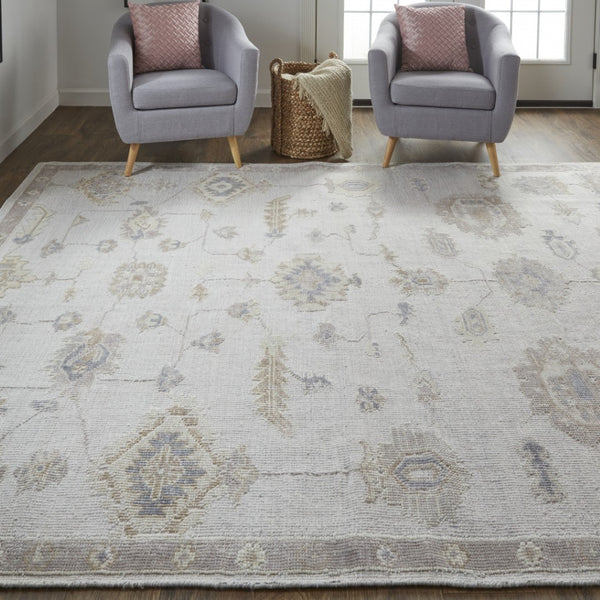 HomeRoots 4' Hand-Knotted Orange and Ivory Floral Area Rug - Unique Artisan Craftsmanship for Stylish Spaces 10' X 14' 514974