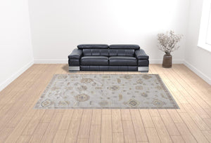 HomeRoots 4' Hand-Knotted Orange and Ivory Floral Area Rug - Unique Artisan Craftsmanship for Stylish Spaces 10' X 14' 514974