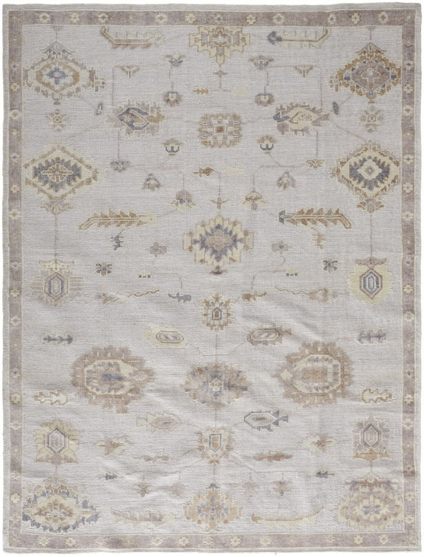 HomeRoots 2' Luxurious Hand-Knotted Ivory and Orange Floral Area Rug - Stain Resistant, Perfect for Any Space 2' X 3' 514976