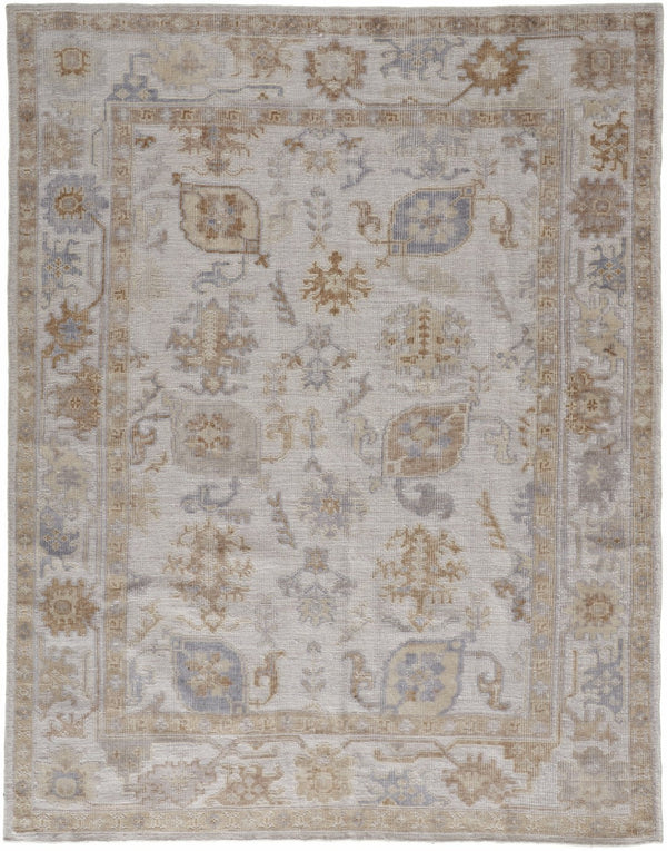 HomeRoots 4' Hand-Knotted Ivory and Tan Floral Area Rug – Eco-Friendly, Stain-Resistant Design for Any Room 8' X 10' 514979