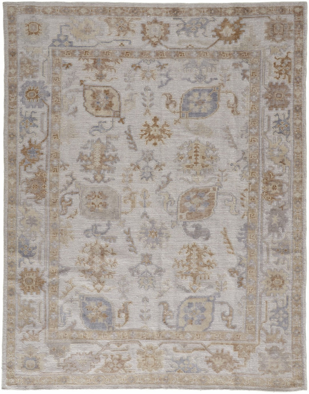HomeRoots 4' Hand-Knotted Ivory and Tan Floral Area Rug – Eco-Friendly, Stain-Resistant Design for Any Room 10' X 14' 514981