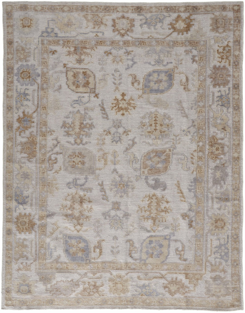HomeRoots 2' Handmade Distressed Medallion Area Rug in Soft Ivory and Tan for Indoor or Outdoor Use 2' x 3' 514983