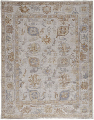 HomeRoots 2' Handmade Distressed Medallion Area Rug in Soft Ivory and Tan for Indoor or Outdoor Use 2' x 3' 514983