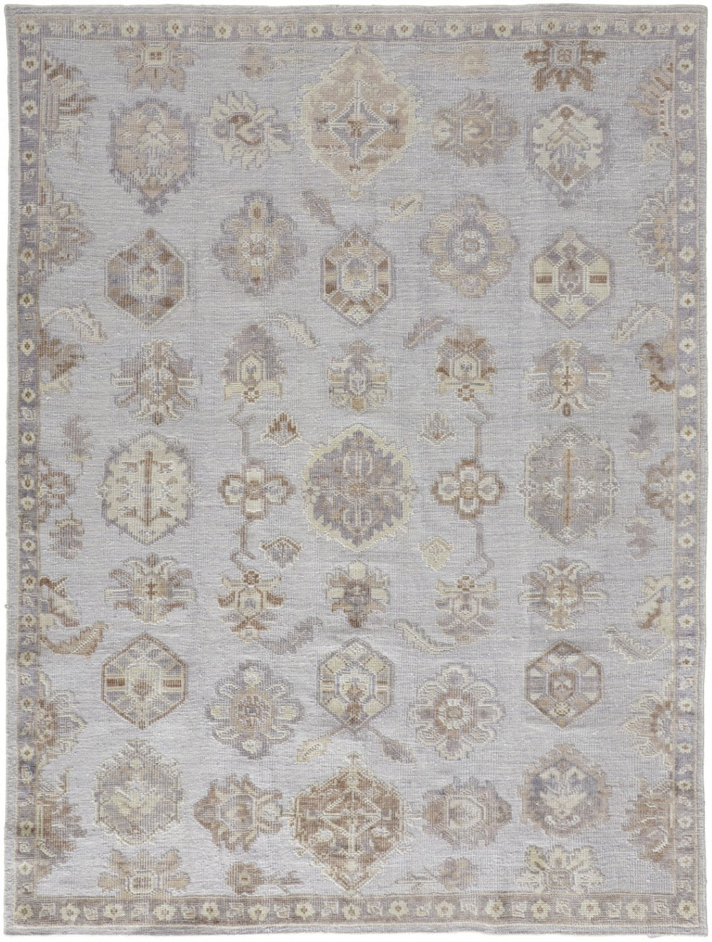 HomeRoots 4' Hand-Knotted Gray and Ivory Floral Area Rug - Timeless Elegance with Stain-Resistant Durability 5' X 8' 514985