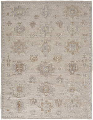 HomeRoots 4' Floral Hand-Knotted Area Rug in Tan and Brown - Timeless Charm for Living Spaces or Bedrooms 9' X 12' 514994