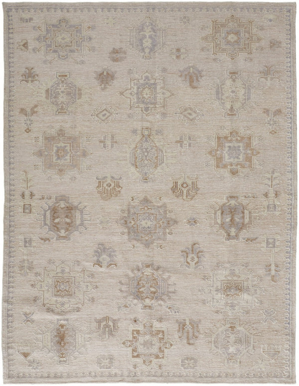HomeRoots 4' Floral Hand-Knotted Area Rug in Tan and Brown - Timeless Charm for Living Spaces or Bedrooms 10' X 14' 514995