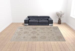 HomeRoots 4' Floral Hand-Knotted Area Rug in Tan and Brown - Timeless Charm for Living Spaces or Bedrooms 12' X 15' 514996