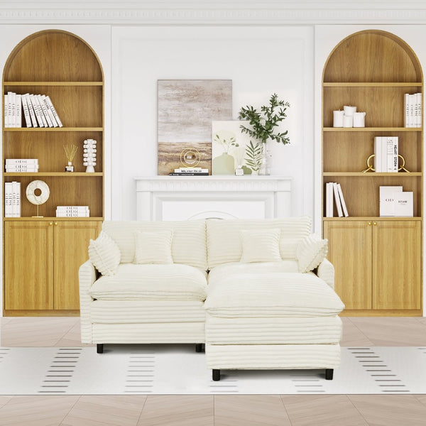 English Elm 148-inch Seven Piece U-shaped Sectional with Console Cloud Foam Living Room Sofa W2564S00085