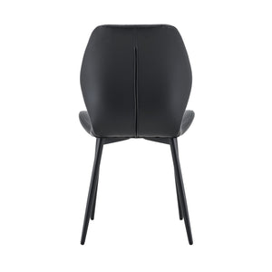 English Elm 4-piece Diamond Quilted Upholstered Dining Chair Set with Sleek Black Metal Legs Black W1151P458009