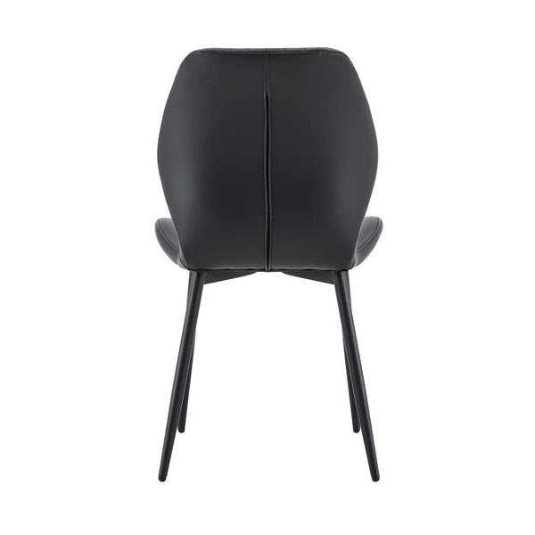 English Elm 4-piece Diamond Quilted Upholstered Dining Chair Set with Sleek Black Metal Legs Black W1151P458009