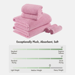 JLA Home Madison Park - 100% Cotton Zero-Twist 6-Piece Diagonal Ribbed Towel Set — 504 GSM Plush, Quick-Dry, Highly Absorbent Everyday Essentials MP73-8857