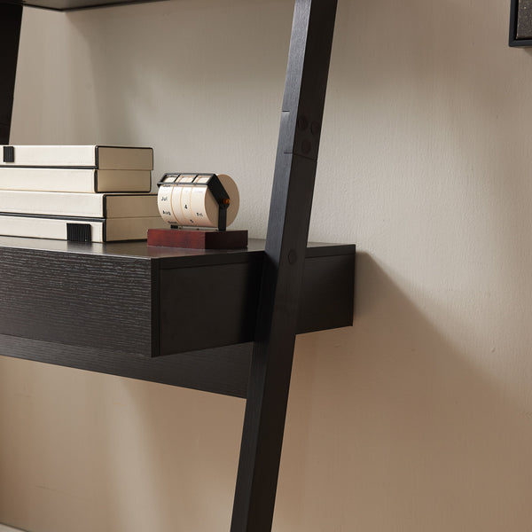 English Elm Home Office Desk – Modern Ladder-Style Writing Table With One Drawer And Two Shelves For Storage B107P302907