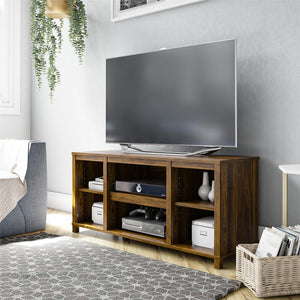 English Elm Parsons TV Stand for TVs up to 50" with ample open shelving, cord management, modern oak finish Walnut B2733P384502