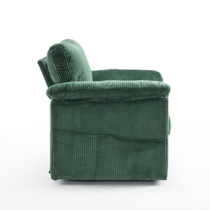English Elm 33 Inch Oversized Swivel Corduroy Lounge Chair with Plush Chenille Cushioning and Support Springs Green W1829P265011