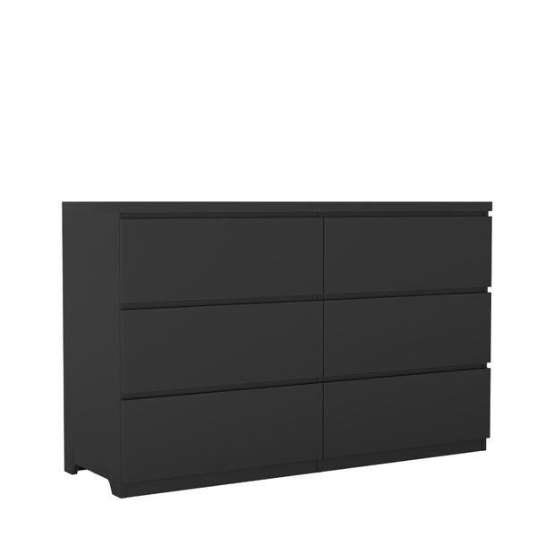 English Elm Modern Six Drawer Dresser with Wave Panel Fronts Handleless Design for Bedroom W409P371347