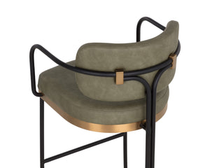 Sunpan JALEN Barstool - Elegant Ivanhoe Pine with Gold Accents, Faux Leather Comfort for Modern Spaces 112394