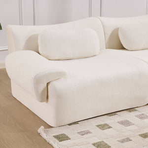English Elm Modular Chenille Deep Seat Sectional Sofa with Bamboo Frame for Living Room Lounge White W1829S00068