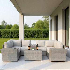 English Elm Fully Assembled 10-Piece Outdoor Modular Sectional Set With Cushions & Coffee Table For Relaxation B120S00245