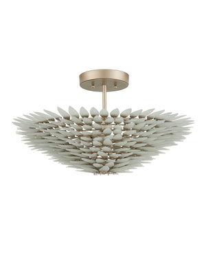 Currey & Company Dahlia Semi-flush Mount Light Fixture – Elegant Tiered Design With Polished Glass & Silver Frame Silver Recycled Glass ,Wrought Iron 9000-1326-currey-company