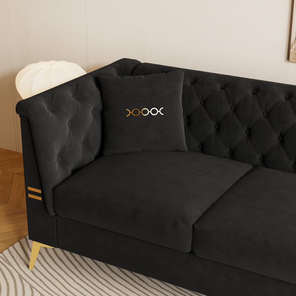 English Elm Fx-P83-Bk4 Modern Compact Sofa With Plush Faux Sherpa & Gold Accents – Perfect For Stylish Spaces! W576S00224