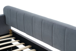 English Elm Twin Upholstered Daybed with Trundle Sofa Bed for Guest Room, Pine Wood Frame, Velvet Upholstery, Sturdy Slat Support and Full-Length Comfort Grey W1361S00022