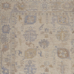 HomeRoots 4' Hand-Knotted Floral Area Rug in Tan, Orange, and Blue – Stain Resistant for High-Traffic Spaces 8' X 10' 515000