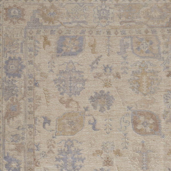 HomeRoots 4' Hand-Knotted Floral Area Rug in Tan, Orange, and Blue – Stain Resistant for High-Traffic Spaces 8' X 10' 515000