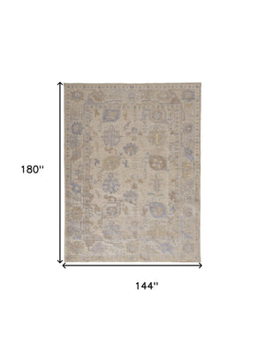Homeroots 12' X 15' Beige And Blue Medallion Distressed Indoor Outdoor Area Rug  100% Pet 515003