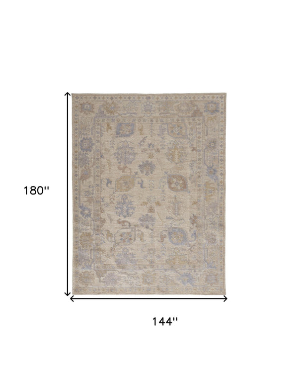 Homeroots 12' X 15' Beige And Blue Medallion Distressed Indoor Outdoor Area Rug  100% Pet 515003
