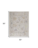 Homeroots 5' X 8' Tan Ivory And Orange Floral Hand Knotted Stain Resistant Area Rug  Other Material 515006