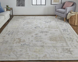 Homeroots 5' X 8' Tan Ivory And Orange Floral Hand Knotted Stain Resistant Area Rug  Other Material 515006