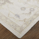 Homeroots 5' X 8' Tan Ivory And Orange Floral Hand Knotted Stain Resistant Area Rug  Other Material 515006