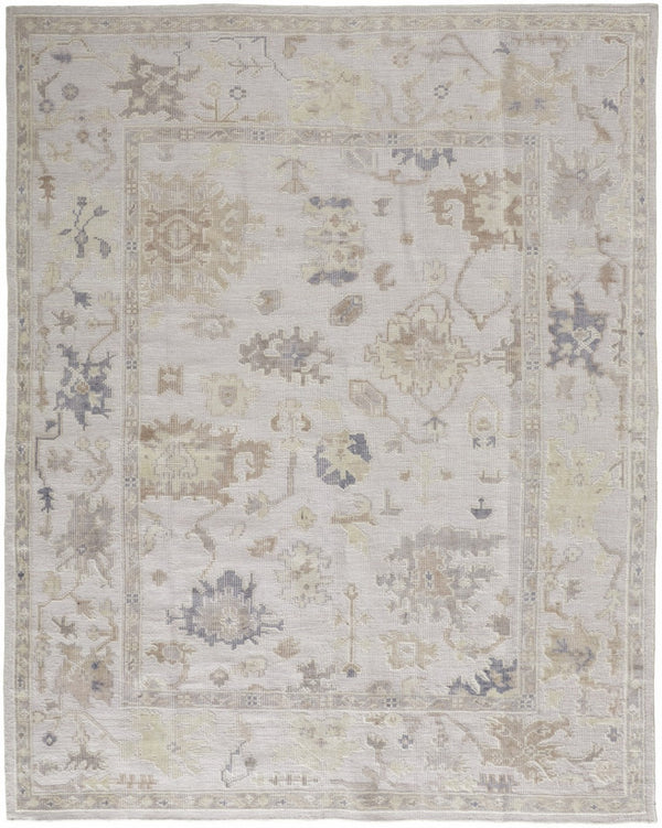 HomeRoots 4' Hand-Knotted Floral Area Rug in Tan, Ivory, and Orange - Stain Resistant for Timeless Charm 8' X 10' 515007