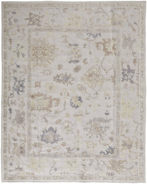 Homeroots 9' X 12' Tan Ivory And Orange Floral Hand Knotted Stain Resistant Area Rug  Other Material 515008