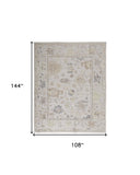 Homeroots 9' X 12' Tan Ivory And Orange Floral Hand Knotted Stain Resistant Area Rug  Other Material 515008