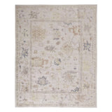 Homeroots 10' X 14' Tan Ivory And Orange Floral Hand Knotted Stain Resistant Area Rug  Other Material 515009