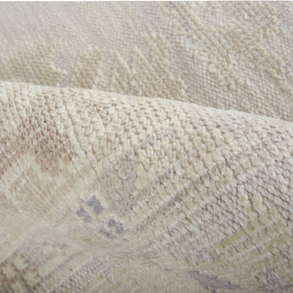 Homeroots 10' X 14' Tan Ivory And Orange Floral Hand Knotted Stain Resistant Area Rug  Other Material 515009