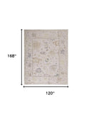 Homeroots 10' X 14' Tan Ivory And Orange Floral Hand Knotted Stain Resistant Area Rug  Other Material 515009