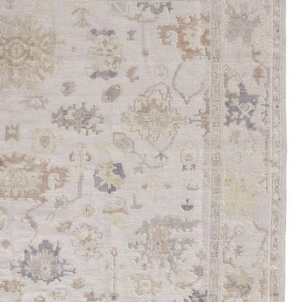 Homeroots 10' X 14' Tan Ivory And Orange Floral Hand Knotted Stain Resistant Area Rug  Other Material 515009