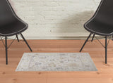 Homeroots 2' X 3' Tan Ivory And Orange Floral Hand Knotted Stain Resistant Area Rug  Other Material 515011