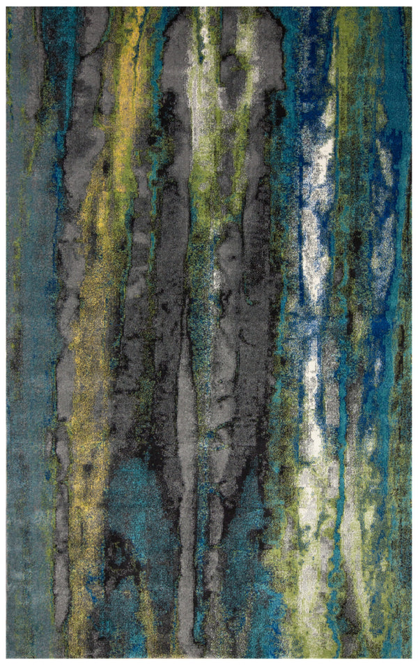 Homeroots 10' X 13' Blue Green And Taupe Stain Resistant Area Rug Blue,Green,Taupe Polypropylene 515018