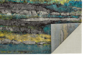 Homeroots 10' X 13' Blue Green And Taupe Stain Resistant Area Rug Blue,Green,Taupe Polypropylene 515018