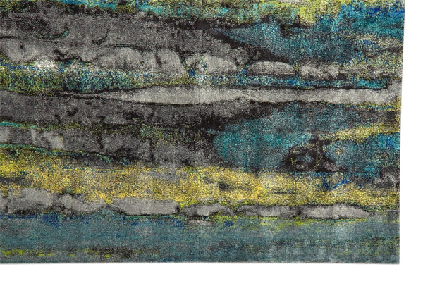 Homeroots 10' X 13' Blue Green And Taupe Stain Resistant Area Rug Blue,Green,Taupe Polypropylene 515018