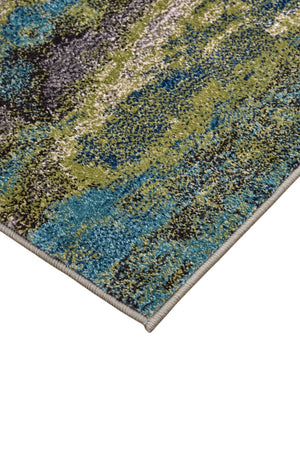 Homeroots 10' X 13' Blue Green And Taupe Stain Resistant Area Rug Blue,Green,Taupe Polypropylene 515018