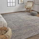 Homeroots 10' X 13' Purple And Gray Wool Hand Woven Distressed Area Rug Purple,Taupe,Gray Wool 515021