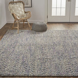 Homeroots 10' X 13' Purple And Gray Wool Hand Woven Distressed Area Rug Purple,Taupe,Gray Wool 515021