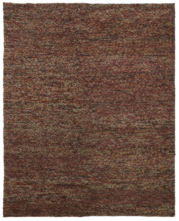 Homeroots 10' X 13' Orange Red Wool Hand Woven Distressed Area Rug Brown,Orange,Red Wool 515022